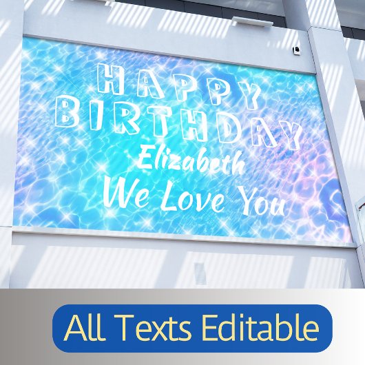 誕生日プールパーティービーチパーティーウォータリップルシック 横断幕