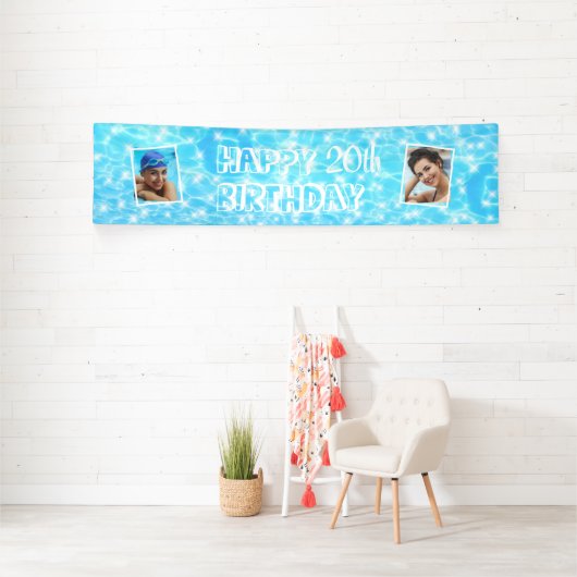 誕生日プールパーティービーチパーティーカスタム2 横断幕 (インサイチュ)