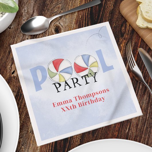 誕生日プールパーティー夏のおもしろいかわいいビーチボール スタンダードランチョンナプキン