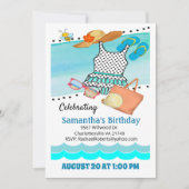 誕生日プールパーティー水着招待状 招待状 (正面)