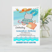 誕生日プールパーティー水着招待状 招待状 (スタンド正面)