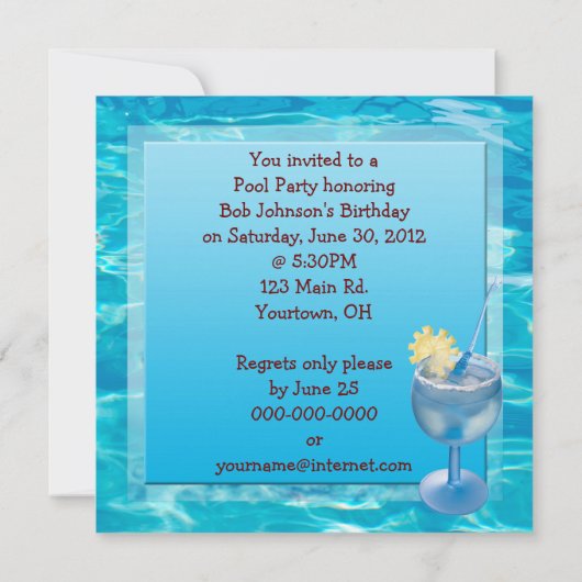 誕生日プールBash 招待状 (裏面)