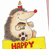 誕生日ヘッジホッグのグリーティングカード（ニコールジャネス） カード
