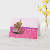 誕生日ベアカスタマイズ可能なカード年齢6 カード (黄色い花)