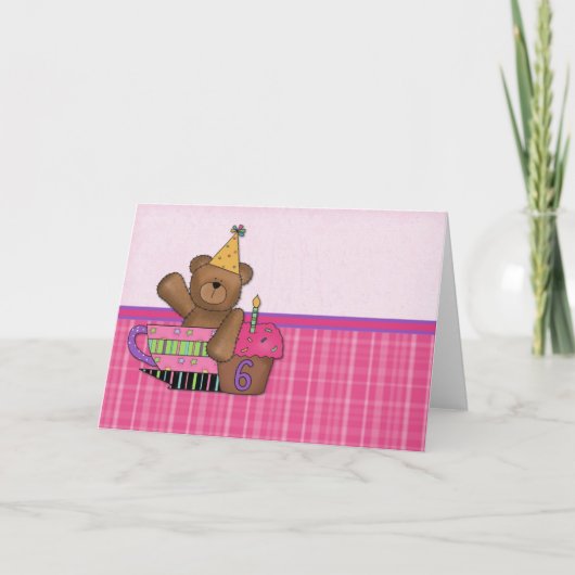 誕生日ベアカスタマイズ可能なカード年齢6 カード (正面)