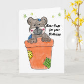 誕生日ベアハグ カード (黄色い花)