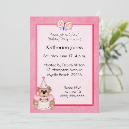 誕生日ベア招待状 招待状 (スタンド正面)