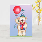 誕生日ベア – グリーティングカード (黄色い花)