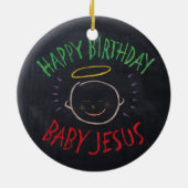 誕生日ベビーイエス – 宗教クリスマスチョーク セラミックオーナメント (裏面)