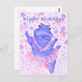 誕生日ベビーカードバレリーナヒッポ – あなたのテキスト ポストカード (正面/裏面)