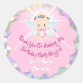 誕生日ベビーガールシャワーピンクグリッタープリンセス ラウンドシール