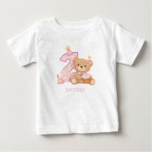 誕生日ベビーガールTシャツ テディベア 誕生日Tシャツ