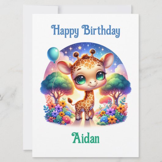 誕生日ベビーキラフェサファリ カード (正面)