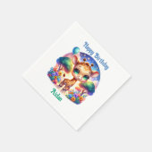 誕生日ベビーキラフェサファリ スタンダードカクテルナプキン (角)