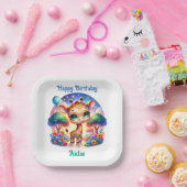 誕生日ベビーキラフェサファリ ペーパープレート (パーティー)