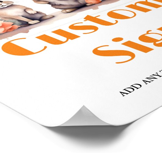 誕生日ベビーシャワーイースターバニーカスタムパーティー標識 ポスター (角)