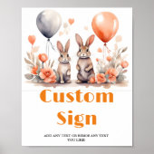 誕生日ベビーシャワーイースターバニーカスタムパーティー標識 ポスター (正面)