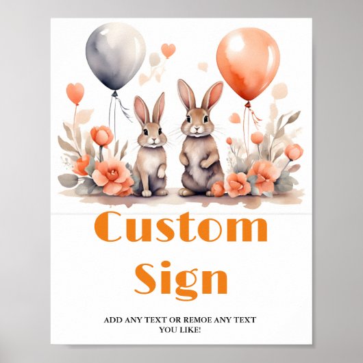 誕生日ベビーシャワーイースターバニーカスタムパーティー標識 ポスター (正面)