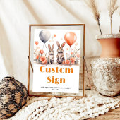 誕生日ベビーシャワーイースターバニーカスタムパーティー標識 ポスター