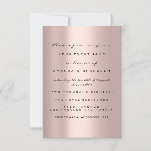 誕生日ベビーシャワーピンクの金ゴールドバルーンの上昇 招待状 (正面)