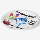 誕生日ベビーシャークパーティー ペーパープレート (アングル)