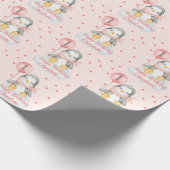誕生日ベビーペンギンピンク ラッピングペーパー (角)