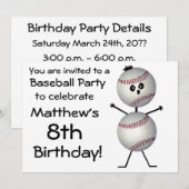 誕生日ベースボールパーティー招待状 招待状 (正面/裏面)