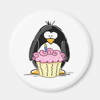 誕生日ペンギンとカップケーキ マグネット