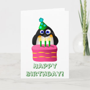 誕生日ペンギンとケーキ カード