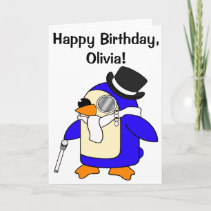 誕生日ペンギンのカスタマイズ可能カード カード