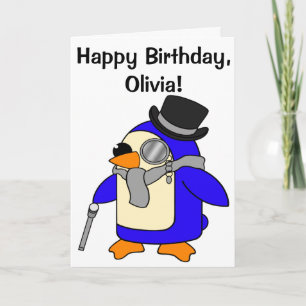 誕生日ペンギンのカスタマイズ可能カード カード