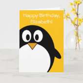 誕生日ペンギンカスタマイズ カード (黄色い花)