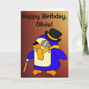 誕生日ペンギンサニーイエローカスタマイズ可能カード カード