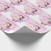 誕生日ペンギンバレリーナピンク ラッピングペーパー (角)