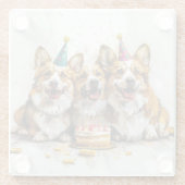 誕生日ペンブロークウェルシュコーギードッグ ガラスコースター (裏面)