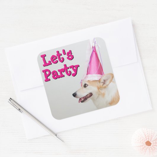 誕生日ペンブロークウェルシュコーギードッグ スクエアシール (封筒)