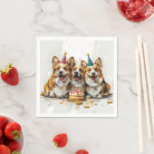 誕生日ペンブロークウェルシュコーギードッグ スタンダードカクテルナプキン (インサイチュ)