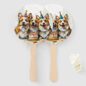 誕生日ペンブロークウェルシュコーギードッグ ハンドファン (正面&裏面)