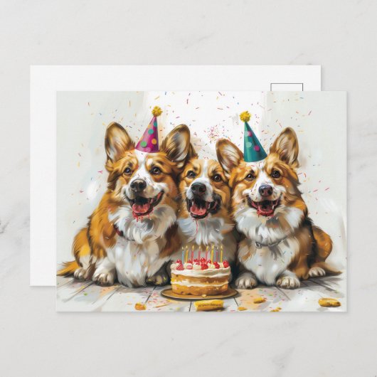 誕生日ペンブロークウェルシュコーギードッグ ポストカード (正面/裏面)
