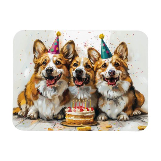 誕生日ペンブロークウェルシュコーギードッグ マグネット (横)