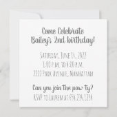 誕生日ペンブロークウェルシュコーギードッグ 招待状 (裏面)