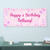 誕生日ホットピンクスターパーソナライズされた 横断幕 (トレードショー)