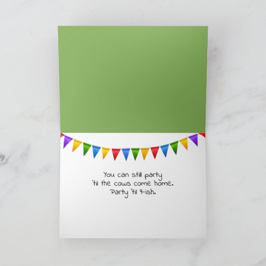 誕生日ホルスタイン牛のユーモア カード (内部)