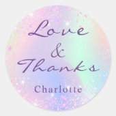 誕生日ホログラフィックピ感謝していックユー ラウンドシール (正面)