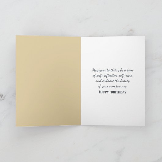 誕生日ホワイトキャット(真珠のイヤリング付絵を描き) カード (内部)