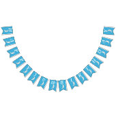 誕生日ホワイトクレセントムーンウィズ顔スターズアクア バンティングフラッグ (全)