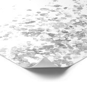 誕生日ホワイトシルバーグリッター歓迎 ポスター (角)