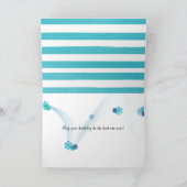 誕生日ホワイトデイジーオンアクアストライプー カード (内部)