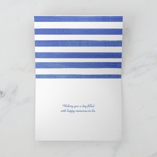 誕生日ホワイトデイジーオンストライプ カード (内部)