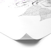 誕生日ホワイトバイオレット花シルバーウェルカム ポスター (角)